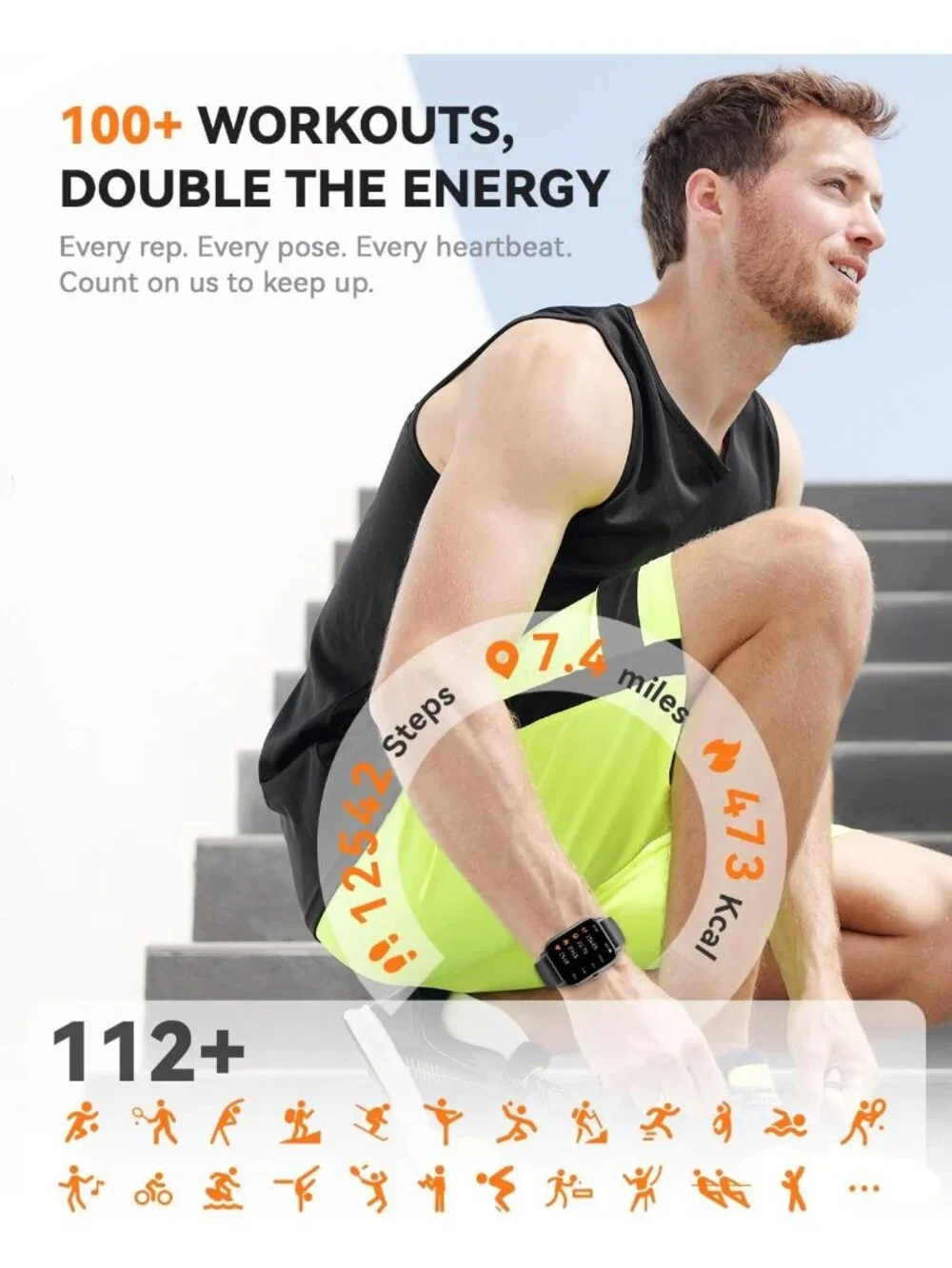 Waterproof Fitness Tracker Smart Watch for Men & Women, Activity & Sleep Monitor